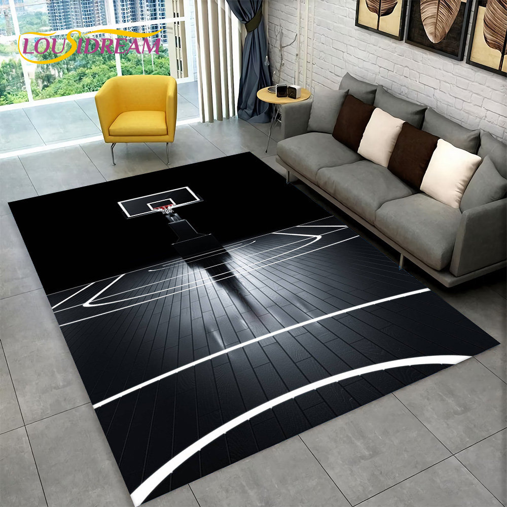 Retro Gaming Rug - 3D basket Cour Cartoon Area tappeto